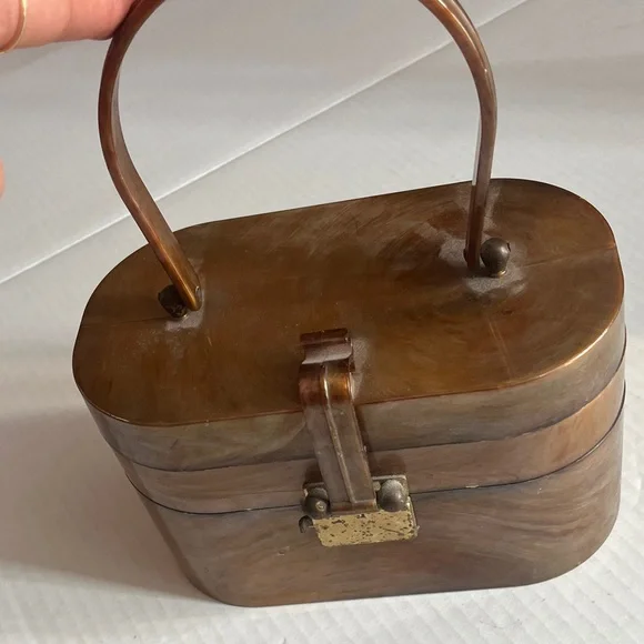 Vintage Brown metallic Cosmetic Case - Picture 1 of 7